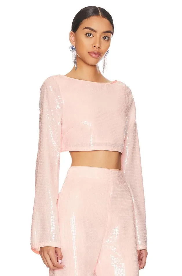Leighton Sequin Top Champagne Pink Women Lovers and Friends Tops