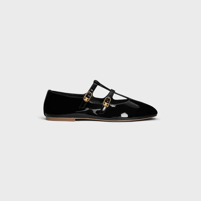 Les Ballerines Celine Double Strap Mary Jane In Patent Calfskin Black Women CELINE LOAFERS AND FLATS Les Ballerines Celine Double Strap Mary Jane In Patent Calfskin Black Women CELINE LOAFERS AND FLATS