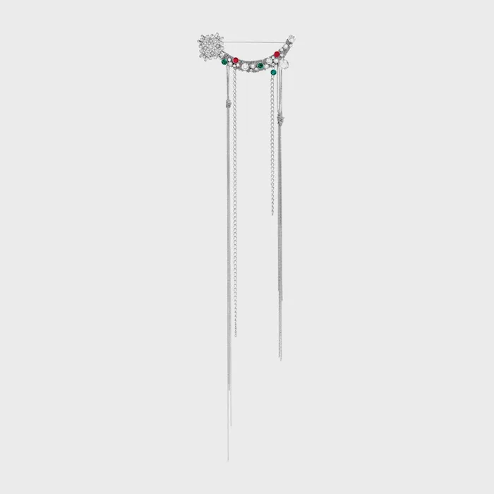 Les Pierres Celine Star Brooch In Brass With Rhodium Finish Strass And Resin Pearls Multicolor Men CELINE EARRINGS Les Pierres Celine Star Brooch In Brass With Rhodium Finish Strass And Resin Pearls Multicolor Men CELINE EARRINGS
