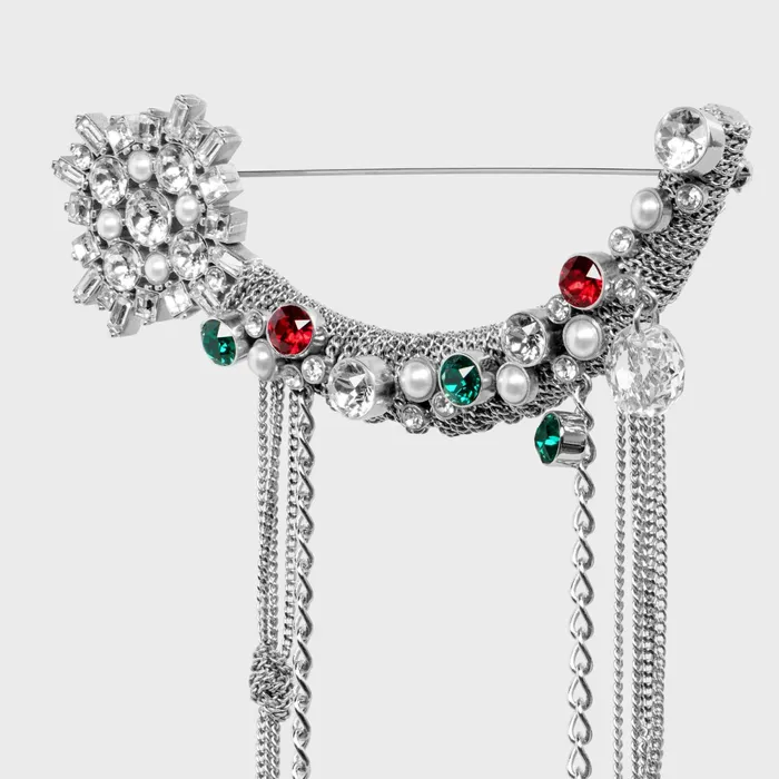 Les Pierres Celine Star Brooch In Brass With Rhodium Finish Strass And Resin Pearls Multicolor Men CELINE EARRINGS Les Pierres Celine Star Brooch In Brass With Rhodium Finish Strass And Resin Pearls Multicolor Men CELINE EARRINGS