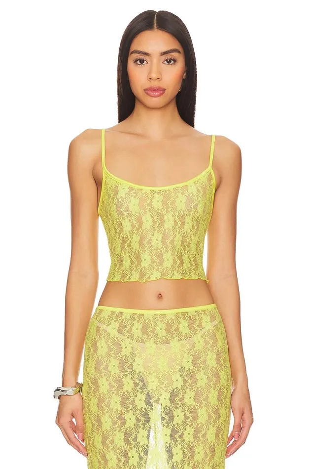 Lia Sheer Tank Top Bright Yellow Women Lovers and Friends Tops