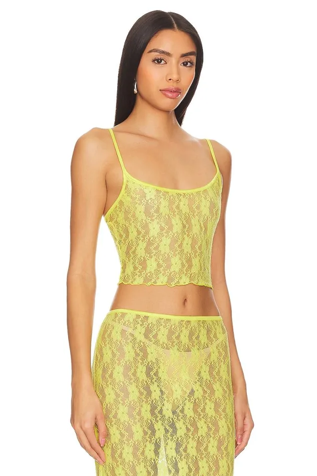 Lia Sheer Tank Top Bright Yellow Women Lovers and Friends Tops