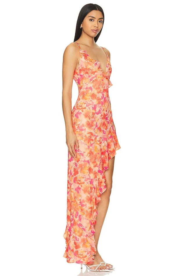 Lilo Asymmetrical Maxi Dress Sunset Floral Multi Women Lovers and Friends Dresses