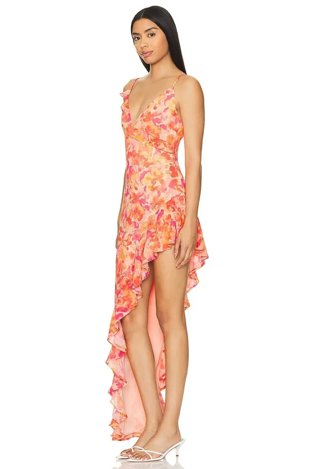 Lilo Asymmetrical Maxi Dress Sunset Floral Multi Women Lovers and Friends Dresses