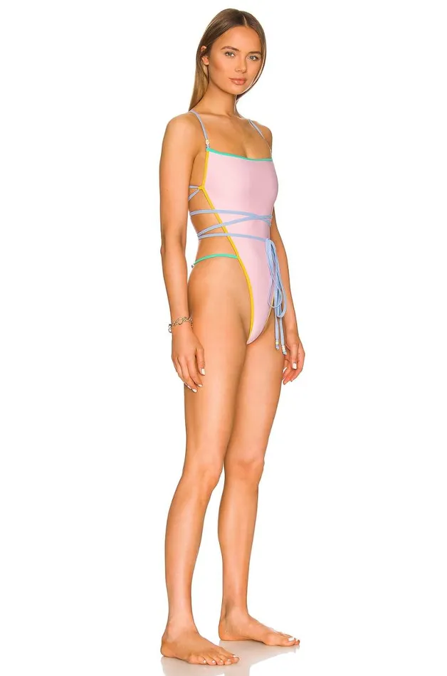 Living Life One Piece Pink and Blue Women Lovers and Friends Swimsuits and CoverUps