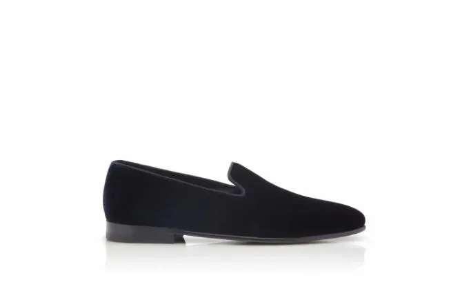 Loafers Men Manolo Blahnik MARIO VELVETNavy Blue Velvet Loafers Loafers Men Manolo Blahnik MARIO VELVETNavy Blue Velvet Loafers