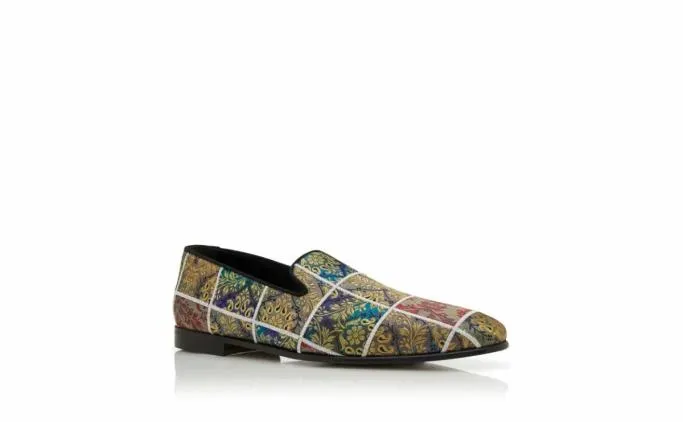 Loafers Men Manolo Blahnik MARIOMulti Jacquard Patchwork Slippers