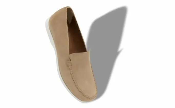 Loafers Men Manolo Blahnik MONACOBeige Suede Boat Shoes