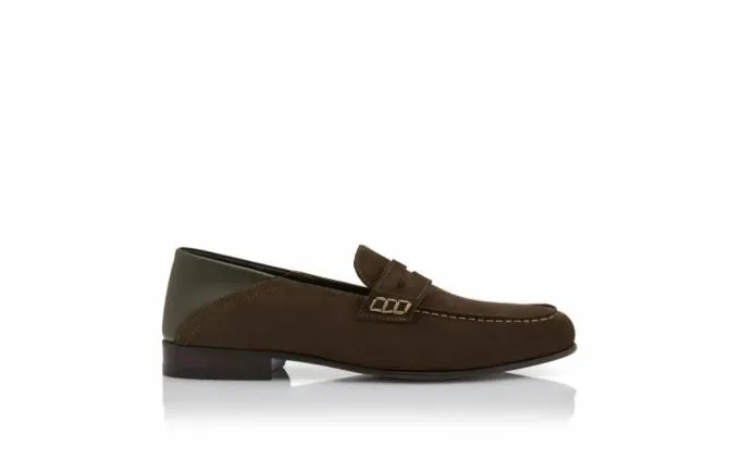 Loafers Men Manolo Blahnik PLYMOUTHDark Khaki Suede Penny Loafers Loafers Men Manolo Blahnik PLYMOUTHDark Khaki Suede Penny Loafers