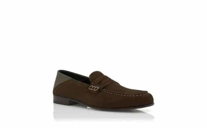 Loafers Men Manolo Blahnik PLYMOUTHDark Khaki Suede Penny Loafers Loafers Men Manolo Blahnik PLYMOUTHDark Khaki Suede Penny Loafers