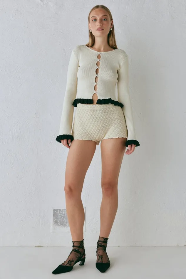 Long Sleeve Women VRG GRL Zoey Knit Top Cream Long Sleeve Women VRG GRL Zoey Knit Top Cream