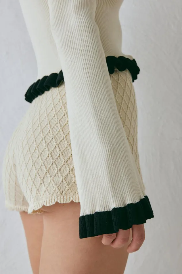 Long Sleeve Women VRG GRL Zoey Knit Top Cream Long Sleeve Women VRG GRL Zoey Knit Top Cream