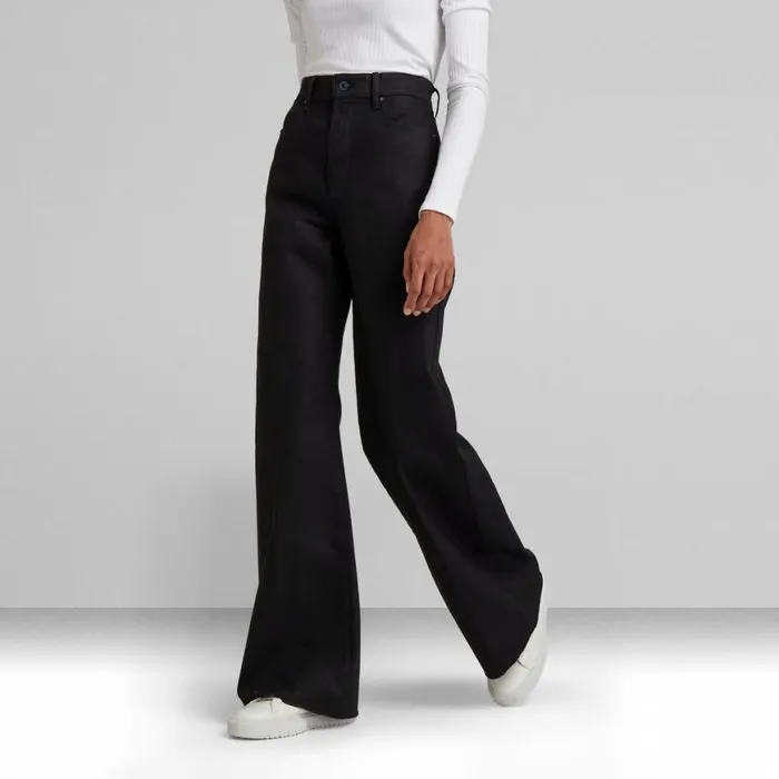 Loose Women GStar RAW Deck Ultra High Wide Leg Jeans Pitch Black