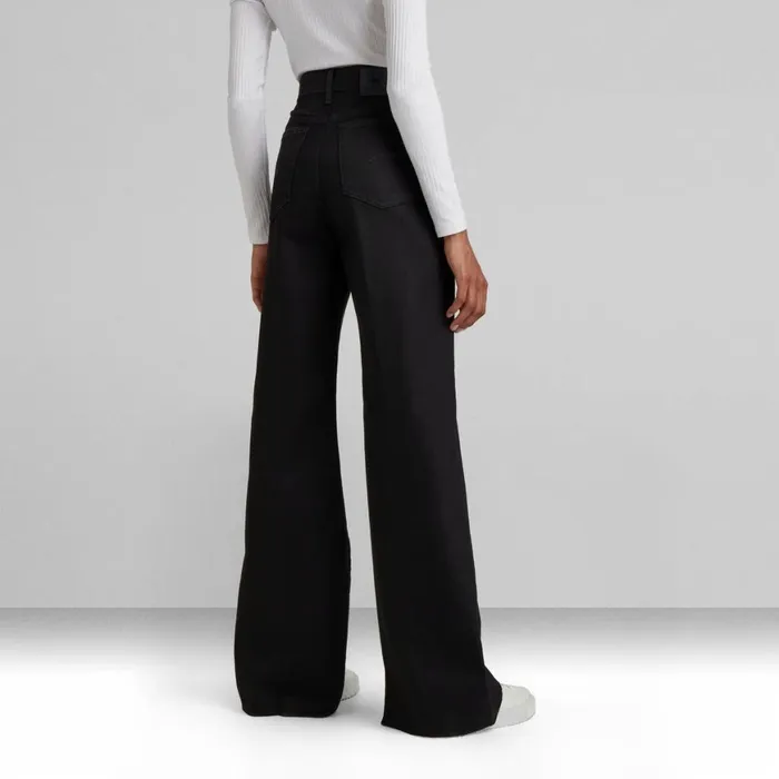 Loose Women GStar RAW Deck Ultra High Wide Leg Jeans Pitch Black