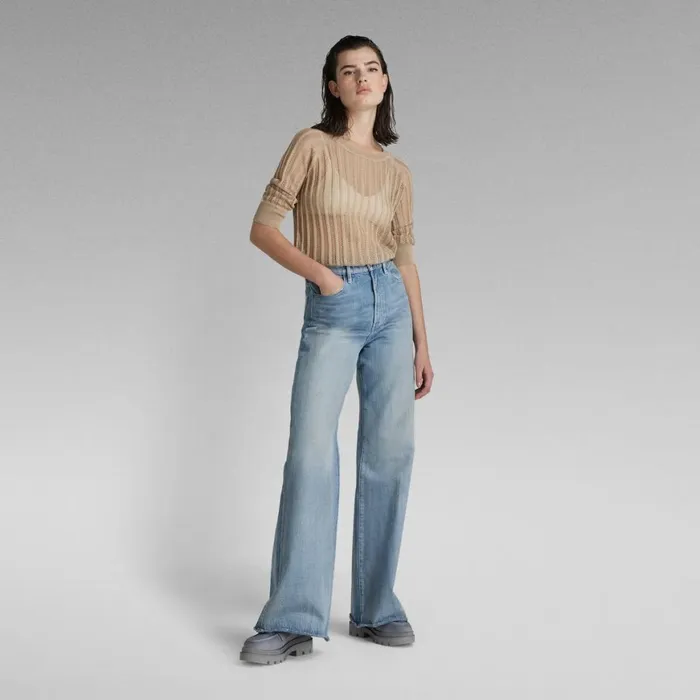 Loose Women GStar RAW Deck Ultra High Wide Leg Jeans Vintage Electric Blue