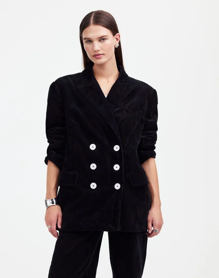 Madewell Alexa Chung For Madewell DoubleBreasted Blazer In Corduroy Jet Black Women Coats Jackets Madewell Alexa Chung For Madewell DoubleBreasted Blazer In Corduroy Jet Black Women Coats Jackets