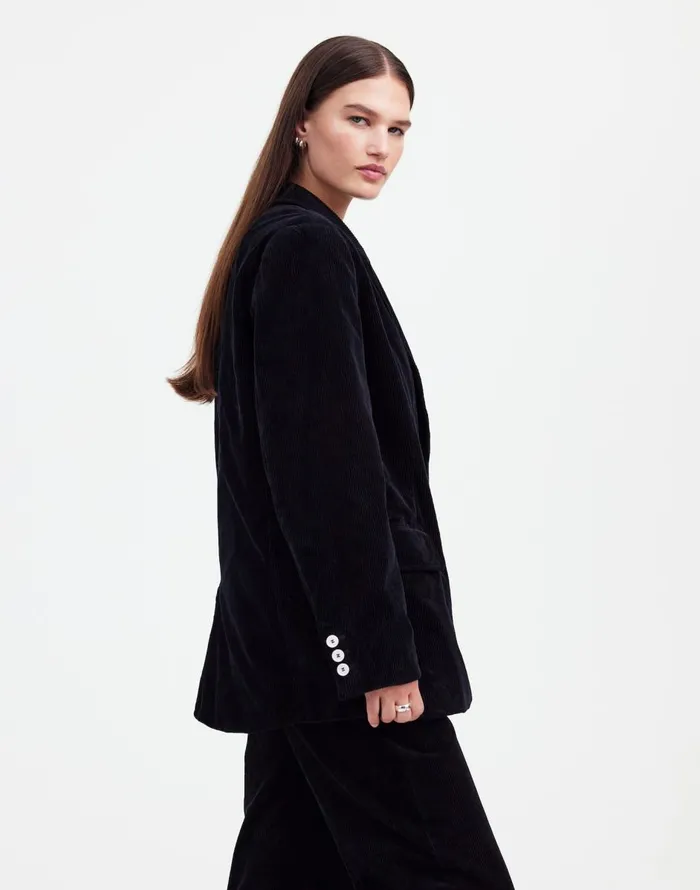 Madewell Alexa Chung For Madewell DoubleBreasted Blazer In Corduroy Jet Black Women Coats Jackets