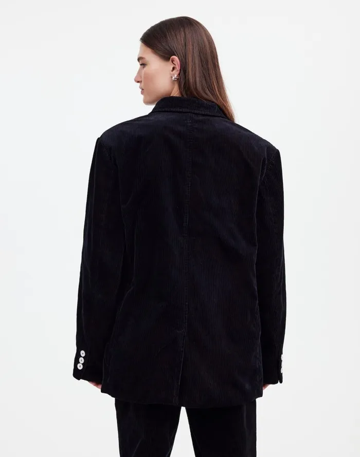 Madewell Alexa Chung For Madewell DoubleBreasted Blazer In Corduroy Jet Black Women Coats Jackets