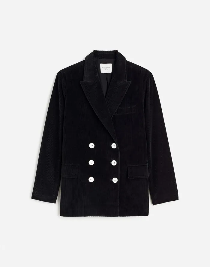 Madewell Alexa Chung For Madewell DoubleBreasted Blazer In Corduroy Jet Black Women Coats Jackets