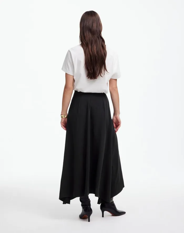 Madewell Asymmetric Midi Skirt True Black Women Skirts