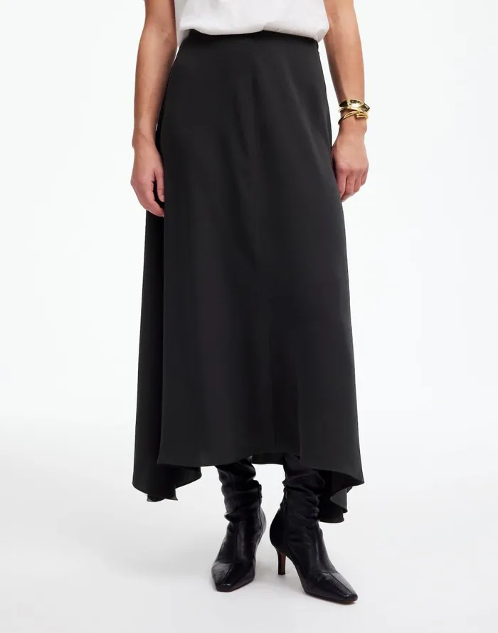 Madewell Asymmetric Midi Skirt True Black Women Skirts