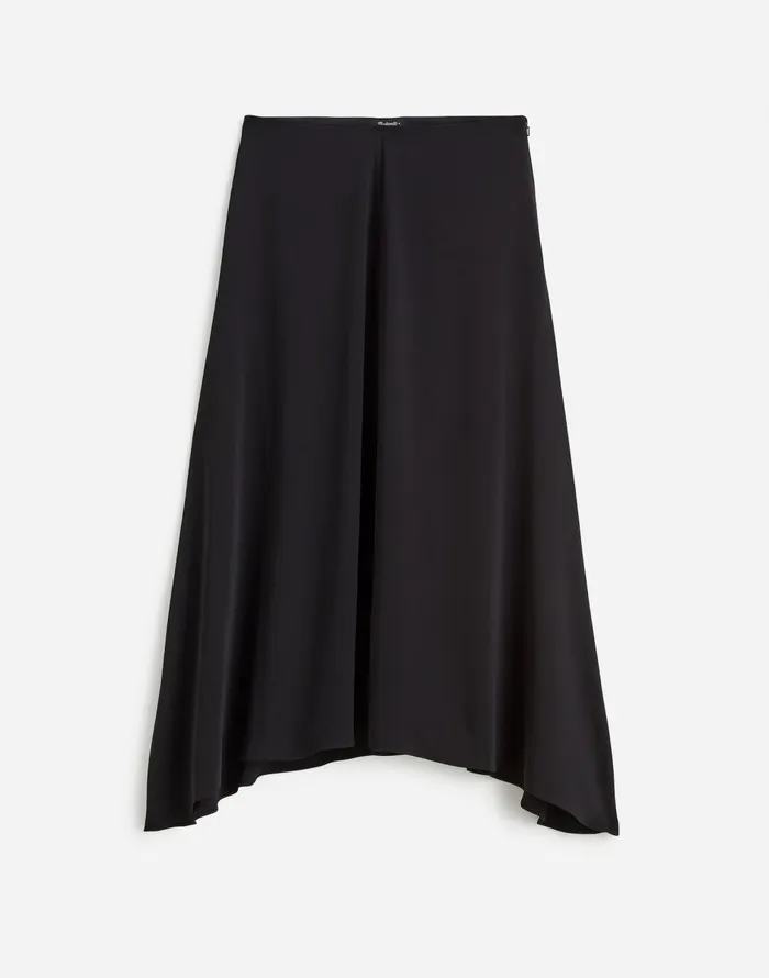 Madewell Asymmetric Midi Skirt True Black Women Skirts