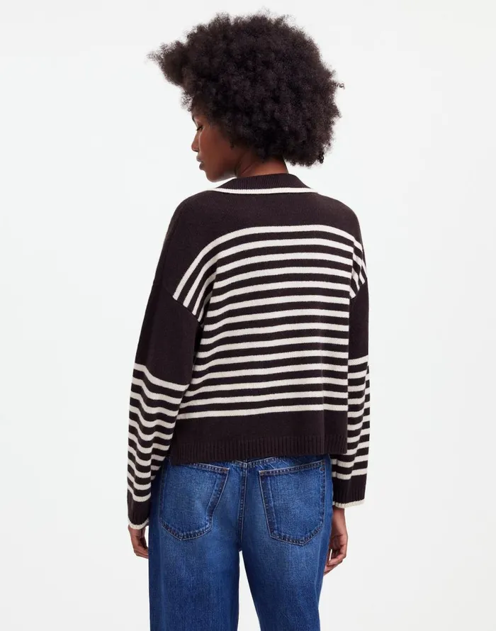Madewell CashmereWool Blend Polo Sweater Espresso Brown Women Sweaters