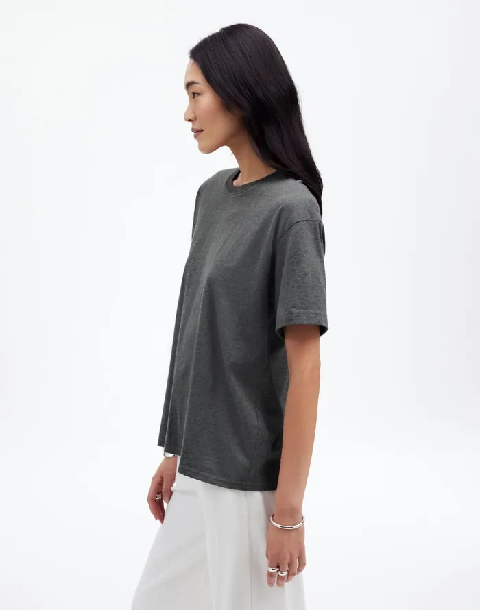 Madewell Cotton Relaxed Oversized Tee Hthr Basalt Grey Women Tees