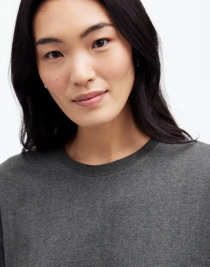 Madewell Cotton Relaxed Oversized Tee Hthr Basalt Grey Women Tees