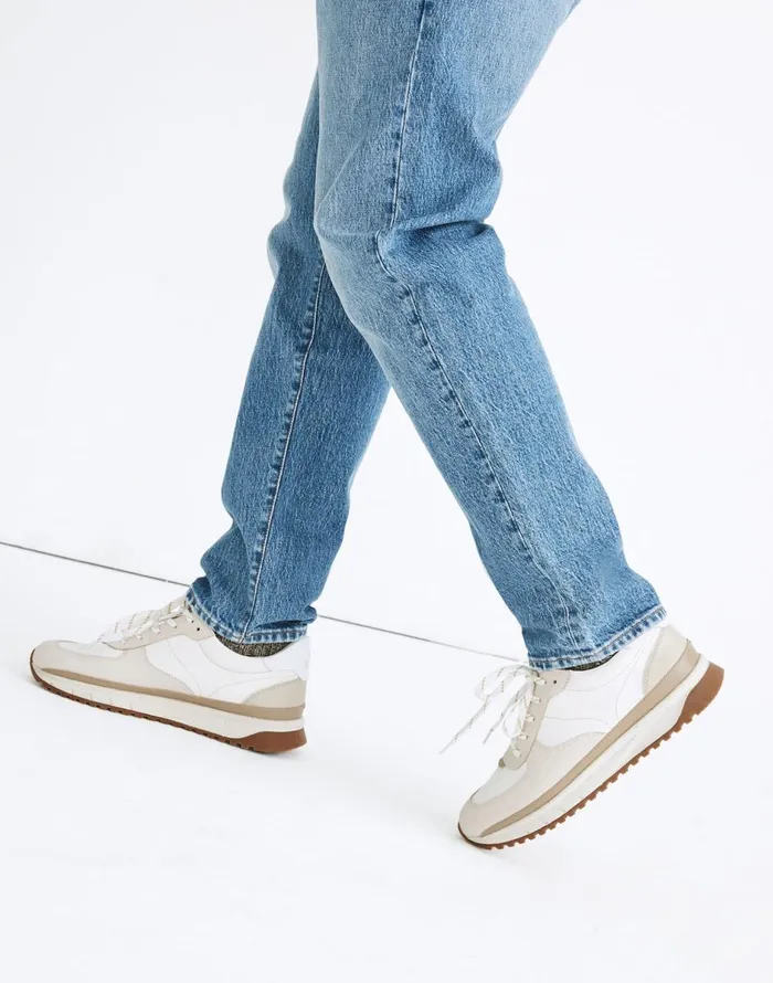 Madewell Kickoff Trainer Sneakers In Neutral Colorblock Leather Antique Cream Multi Men Sneakers