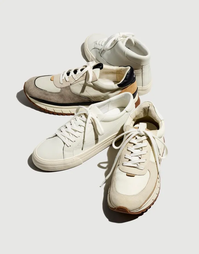 Madewell Kickoff Trainer Sneakers In Neutral Colorblock Leather Antique Cream Multi Men Sneakers