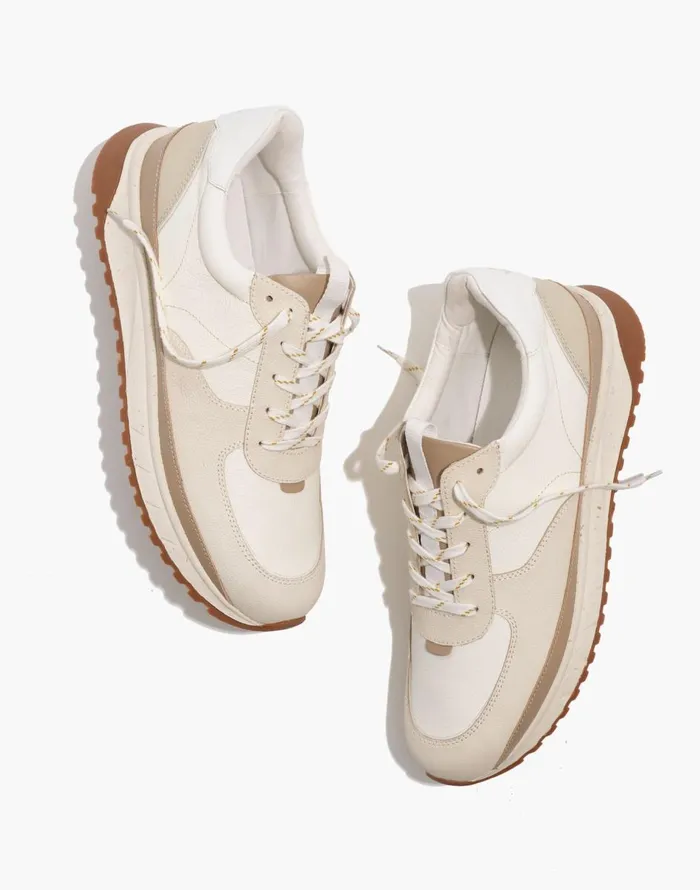 Madewell Kickoff Trainer Sneakers In Neutral Colorblock Leather Antique Cream Multi Men Sneakers