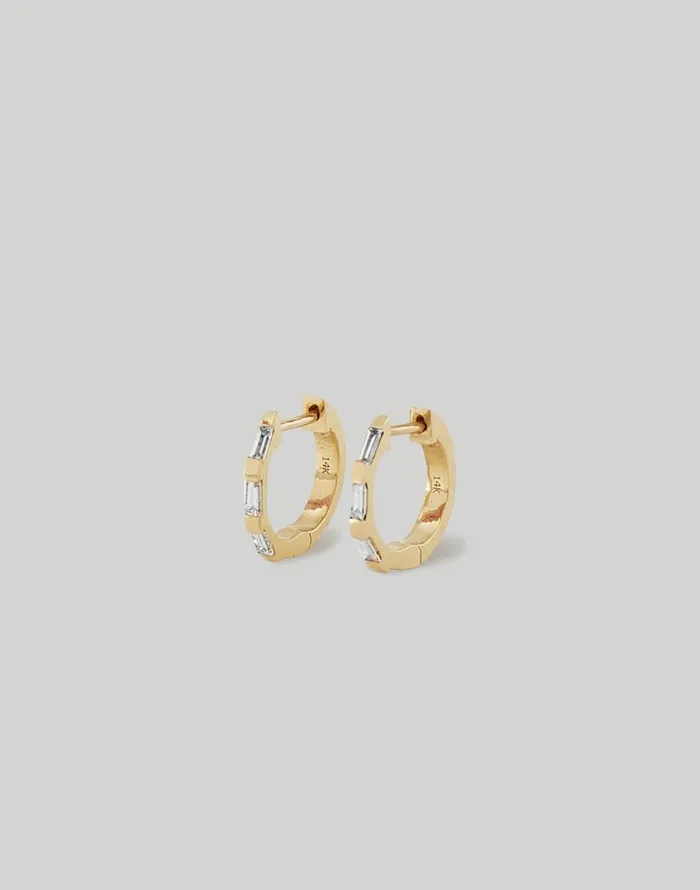Madewell Kinn Studio Ellie Baguette Huggie Earrings Diamond Gold Women Jewelry Madewell Kinn Studio Ellie Baguette Huggie Earrings Diamond Gold Women Jewelry