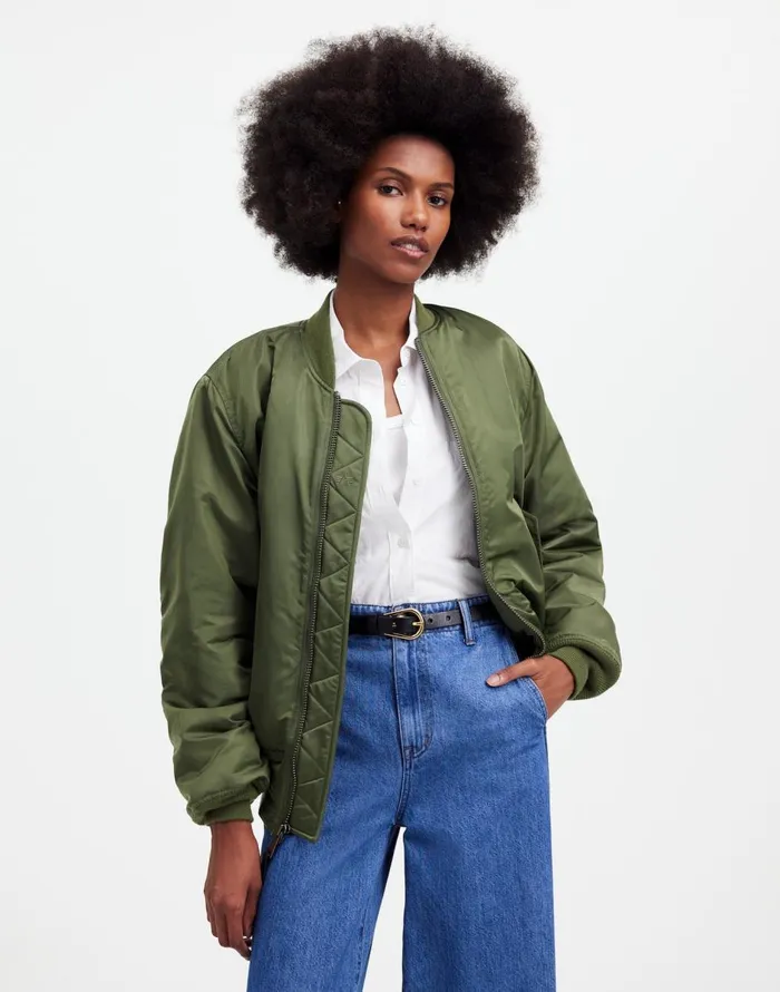 Madewell Madewell X Alpha Industries MA1 Flight Jacket Heritage Olive Women Coats Jackets Madewell Madewell X Alpha Industries MA1 Flight Jacket Heritage Olive Women Coats Jackets