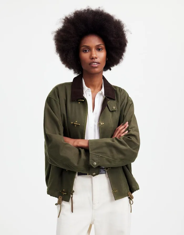 Madewell Madewell X Alpha Industries Waxed Cotton Car Coat Cargo Olive Women Coats Jackets