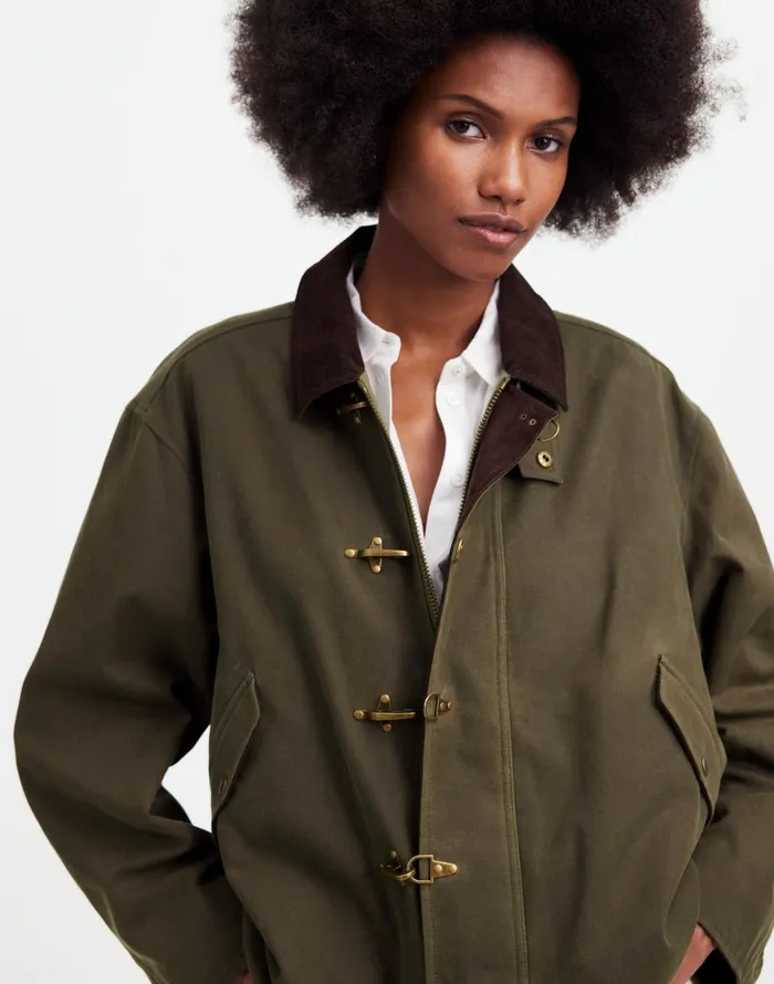 Madewell Madewell X Alpha Industries Waxed Cotton Car Coat Cargo Olive Women Coats Jackets