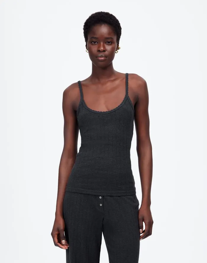 Madewell Madewell X LESET Pointelle Tank Grey Melange Women Tees