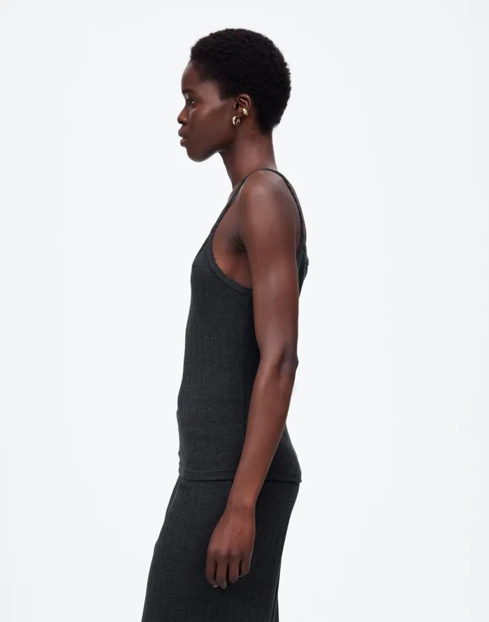 Madewell Madewell X LESET Pointelle Tank Grey Melange Women Tees