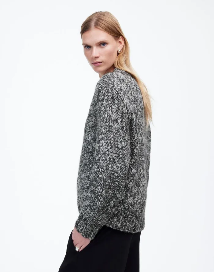 Madewell Marled Chunky VNeck Sweater Cookies And Cream Women Sweaters