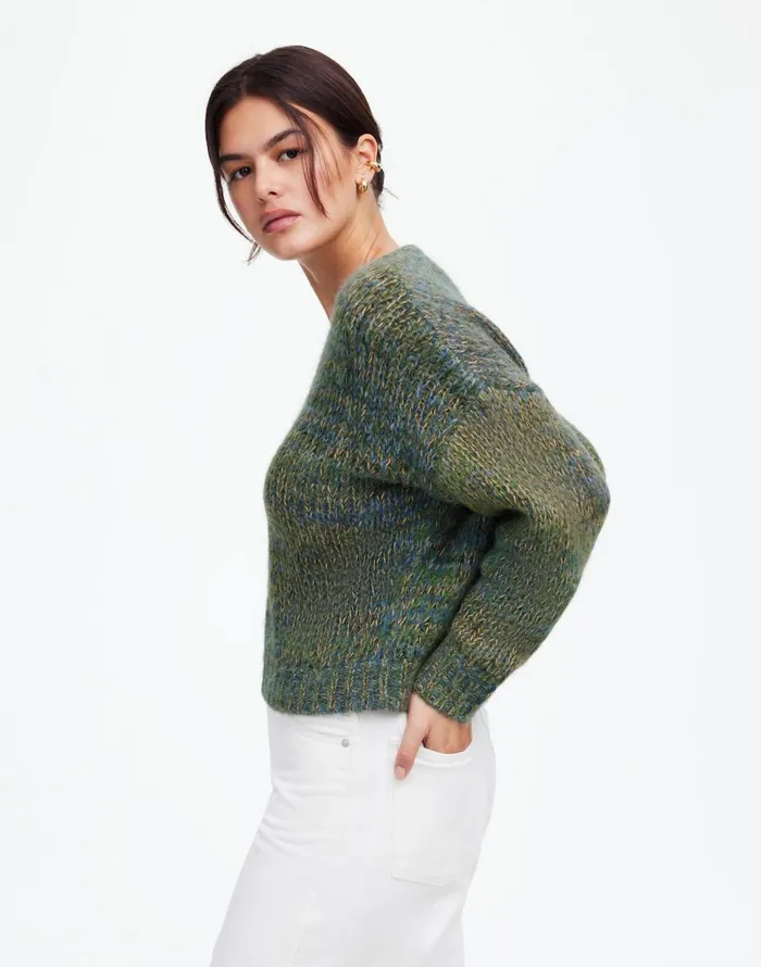 Madewell Marled VNeck Sweater Mossy Umber Marl Women Sweaters