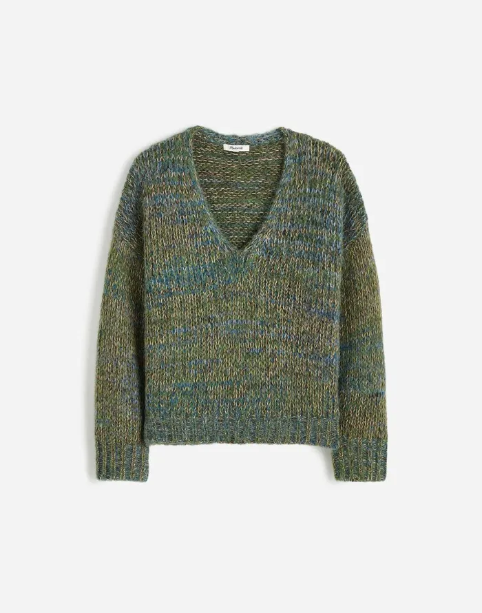 Madewell Marled VNeck Sweater Mossy Umber Marl Women Sweaters