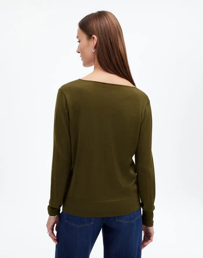 Madewell Merino WoolSilk Blend VNeck Sweater Faded Ivy Women Sweaters