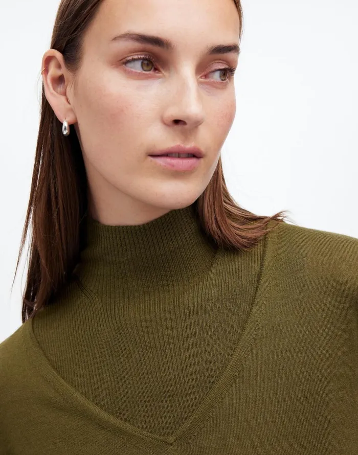 Madewell Merino WoolSilk Blend VNeck Sweater Faded Ivy Women Sweaters