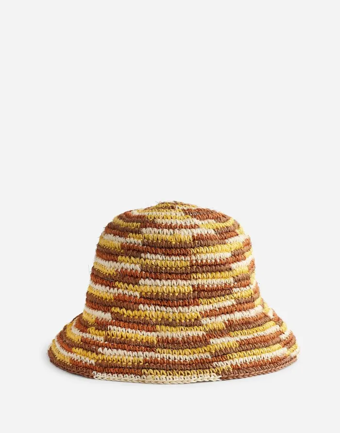 Madewell MINGA Crocheted Striped Bucket Hat Orange Multi Women Hats