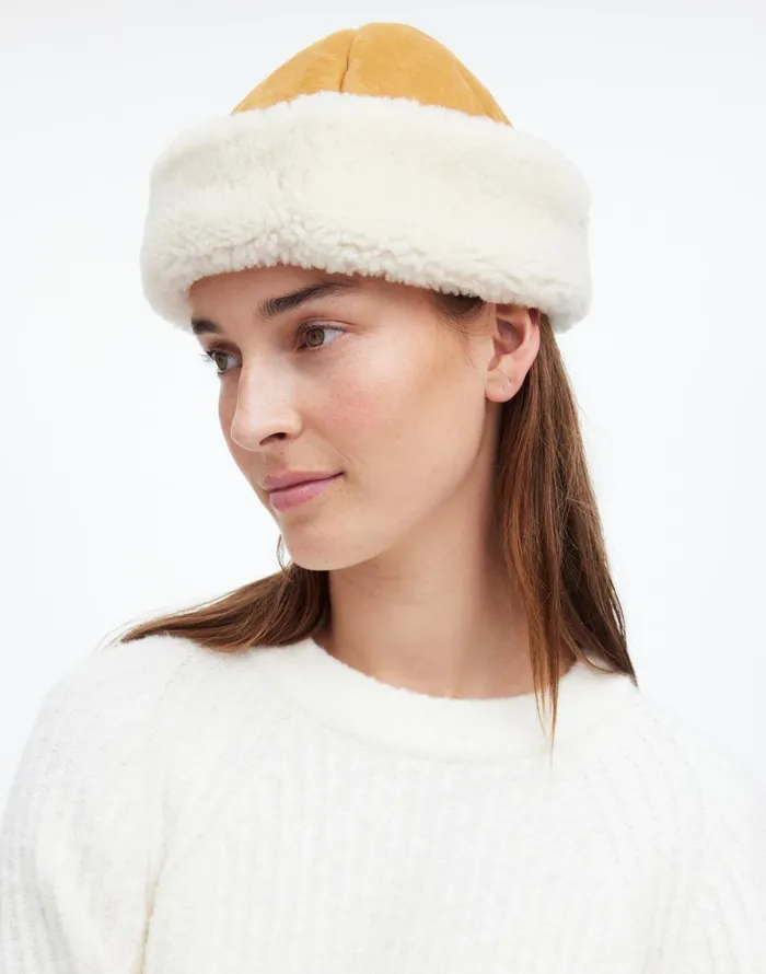 Madewell Owen Barry Sheepskin Hat Brandy Cream Women Hats