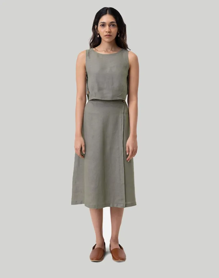 Madewell Reistor Overlap Midi Skirt Dark Green Women Skirts