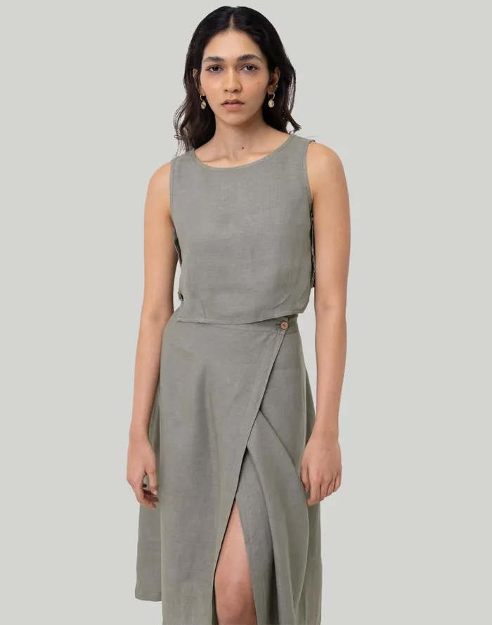 Madewell Reistor Overlap Midi Skirt Dark Green Women Skirts