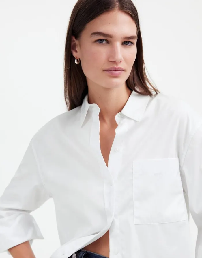 Madewell Relaxed ButtonUp Shirt Eyelet White Women Tops and Shirts
