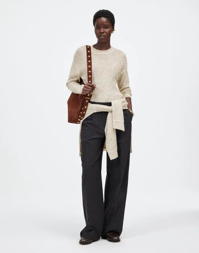 Madewell Ribbed AlpacaBlend Crewneck Sweater Hthr Stone Women Sweaters