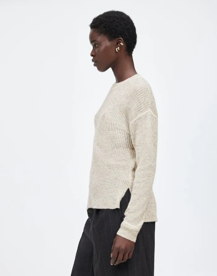 Madewell Ribbed AlpacaBlend Crewneck Sweater Hthr Stone Women Sweaters